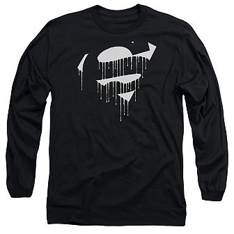 Superman Dripping Shield Long Sleeve Adult T-shirt