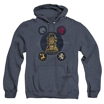 Game Of Thrones 4 Houses 4 The Throne Adult Heather Hoodie
