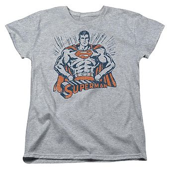 Superman Vintage Stance Short Sleeve Womens T-shirt