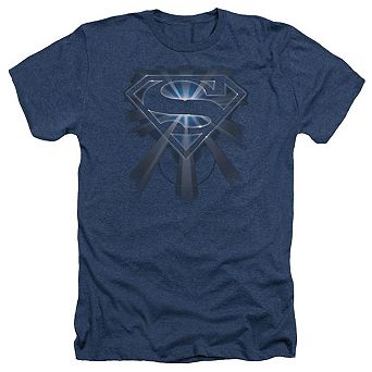 Superman Glowing Shield Adult Heather T-shirt