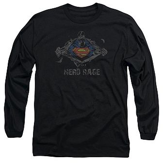 Superman Nerd Rage Long Sleeve Adult T-shirt