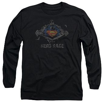 Superman Nerd Rage Long Sleeve Adult T-shirt