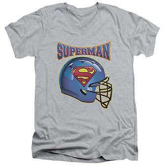 Superman Helmet Short Sleeve Adult V Neck T-shirt