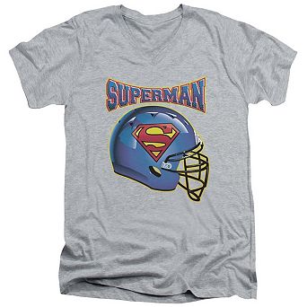 Superman Helmet Short Sleeve Adult V Neck T-shirt