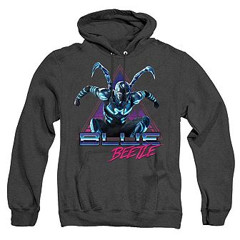 Blue Beetle Leaping Triangle Adult Heather Hoodie