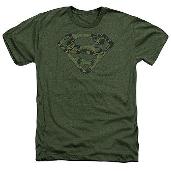 Superman Marine Camo Shield Adult Heather T-shirt