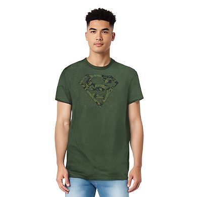 Superman Marine Camo Shield Adult Heather T-shirt