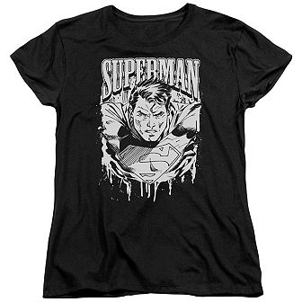 Superman Super Metal Short Sleeve Womens T-shirt
