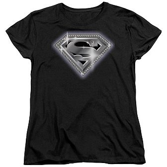 Superman Bling Shield Short Sleeve Womens T-shirt