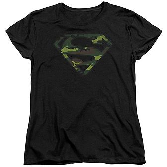 Superman Distressed Camo Shield Short Sleeve Women´s T-Shirt
