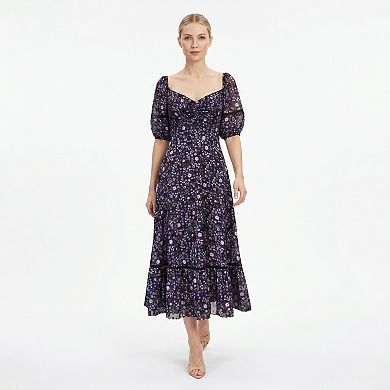 Women's Maison Tara Floral Square Neck Midi Dress