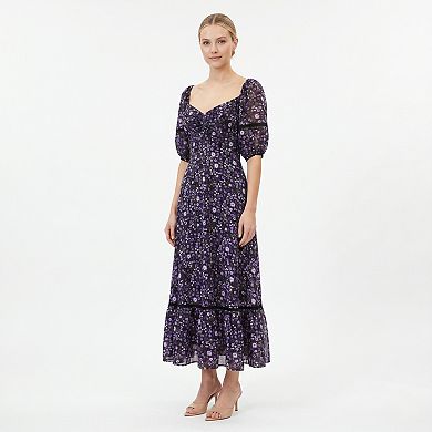 Women's Maison Tara Floral Square Neck Midi Dress