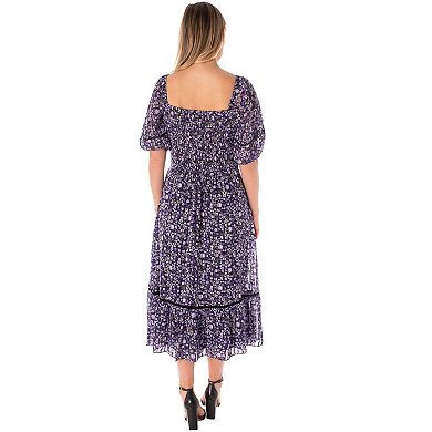 Women's Maison Tara Floral Square Neck Midi Dress