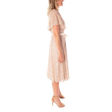 Women's Maison Tara Sequin Lace V-Neck Fit & Flare Midi Dress