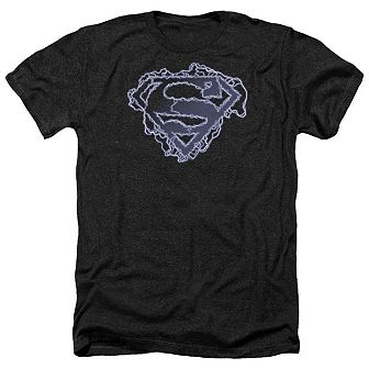 Superman Electric Shield Adult Heather T-shirt