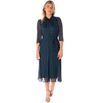Women's Maison Tara Houndstooth Print Fit & Flare Midi Dress