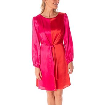 Women's Maison Tara Satin Color Blocked Fit & Flare Mini Dress