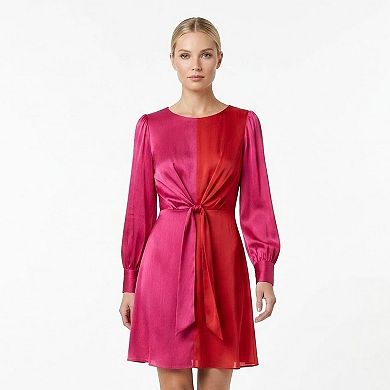 Women's Maison Tara Satin Color Blocked Fit & Flare Mini Dress