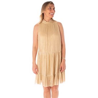 Women's Maison Tara Crinkle Mesh Sleeveless Babydoll Mini Dress