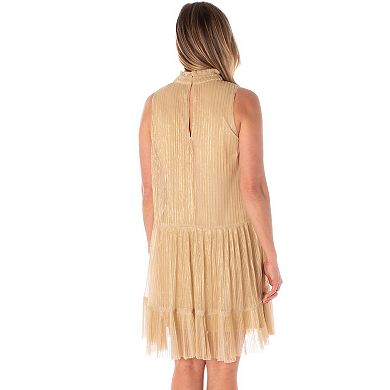 Women's Maison Tara Crinkle Mesh Sleeveless Babydoll Mini Dress