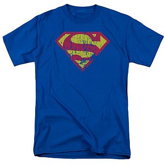 Superman Classic Logo Distressed Short Sleeve Adult T-shirt