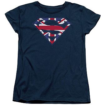 Superman Great Britian Shield Short Sleeve Womens T-shirt