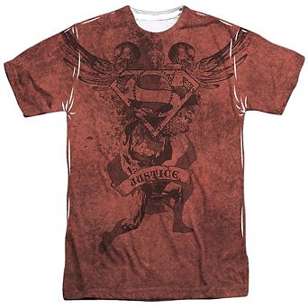 Superman Justice Upheld Short Sleeve Adult 100% Poly Crew T-shirt