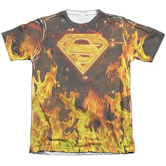 Superman Fire Logo Sleeve T-shirt