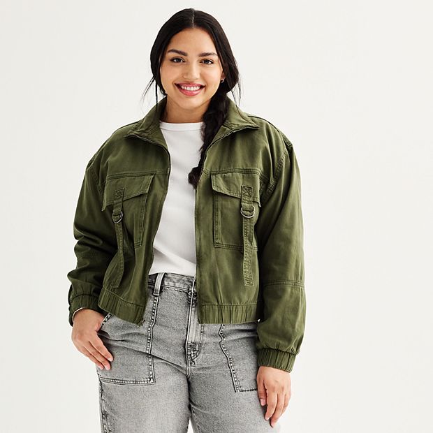 Juniors Plus Size SO Utility Jacket