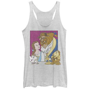 Disney's Beauty And The Beast Juniors' Belle And Beast Portrait Tri-Blend Racerback Tank Top