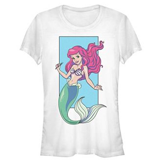 Juniors' The Little Mermaid Ariel Shiny Portrait Graphic Tee