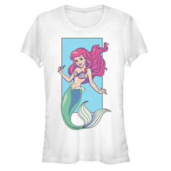 Juniors' The Little Mermaid Ariel Shiny Portrait Graphic Tee