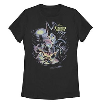 Juniors' Sleeping Beauty Maleficent And Aurora Poster Graphic Tee