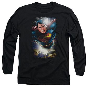 Superman In The Sky Long Sleeve Adult T-shirt