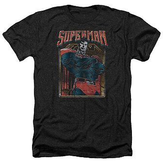 Superman Head Bang Adult Heather T-shirt