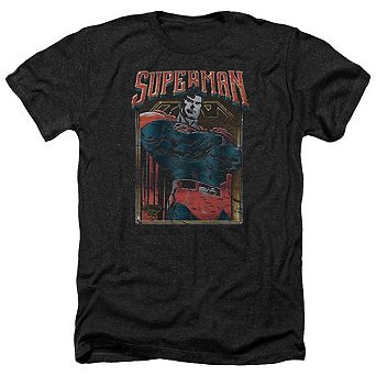 Superman Head Bang Adult Heather T-shirt