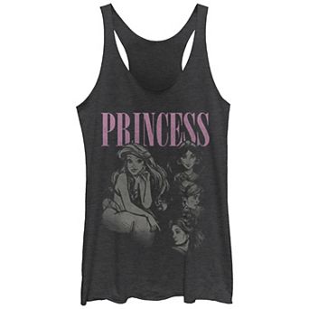 Disney Princess Juniors' Charcoal Sketch Tri-Blend Racerback Tank Top