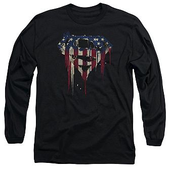 Superman Bleeding Shield Long Sleeve Adult T-shirt
