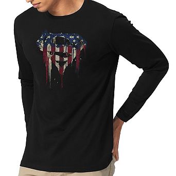 Superman Bleeding Shield Long Sleeve Adult T-shirt
