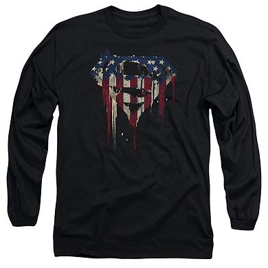 Superman Bleeding Shield Long Sleeve Adult T-shirt