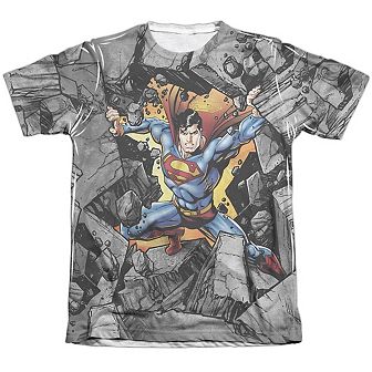 Superman Break On Through Adult 65/35 Poly/cotton Short Sleeve T-shirt