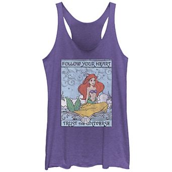 Juniors' The Little Mermaid Follow Your Heart Tri-Blend Racerback Graphic Tank Top