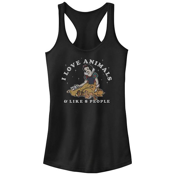 Juniors' Snow White And The Seven Dwarfs I Love Animals Racerback ...