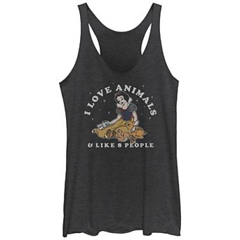 Juniors' Snow White And The Seven Dwarfs I Love Animals Tri-Blend Racerback Graphic Tank Top