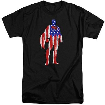Superman Flag Silhouette Short Sleeve Adult Tall T-shirt
