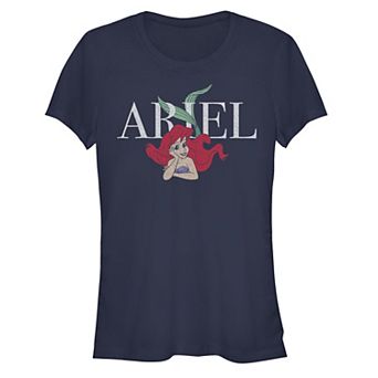 Juniors' The Little Mermaid Ariel Leaning Head On Hand Graphic Tee
