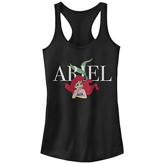 Juniors' The Little Mermaid Ariel Leaning Head On Hand Racerback Graphic Tank Top