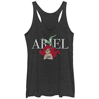 Juniors' The Little Mermaid Ariel Leaning Head On Hand Tri-Blend Racerback Graphic Tank Top