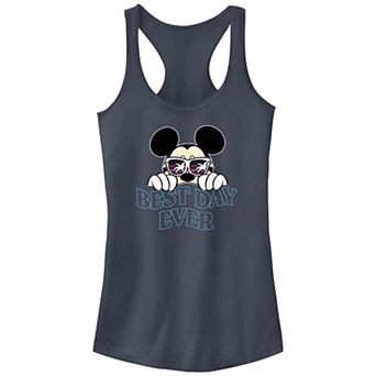 Disney's Mickey Mouse Sunglasses Best Day Ever Juniors' Racerback Graphic Tank Top