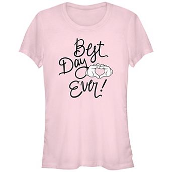 Juniors' Mickey Mouse Heart Sign Best Day Ever Graphic Tee